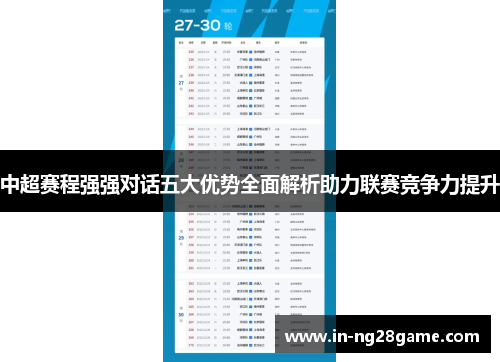 中超赛程强强对话五大优势全面解析助力联赛竞争力提升