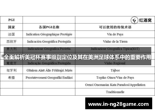 全面解析美冠杯赛事级别定位及其在美洲足球体系中的重要作用 全面解析美冠杯赛事级别定位及其在美洲足球体系中的重要作用