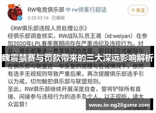 魏震禁赛与罚款带来的三大深远影响解析