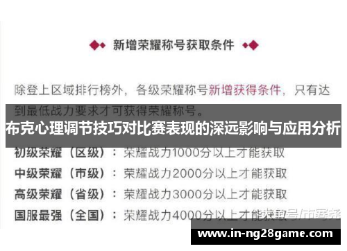 布克心理调节技巧对比赛表现的深远影响与应用分析
